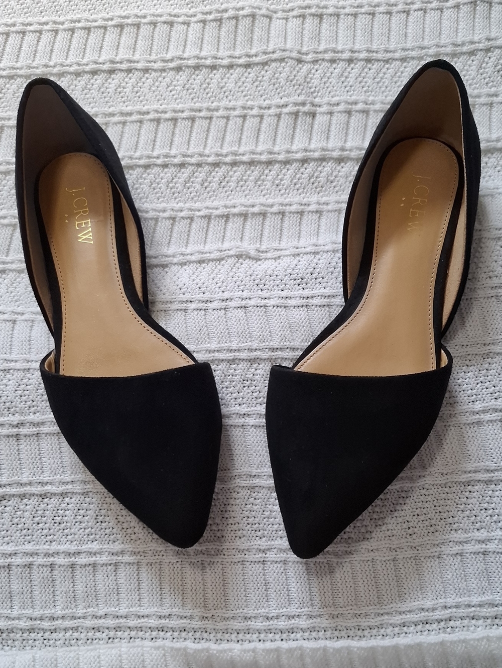 J.Crew Zoe d'Orsay Flats Black Suede Pointed Toe Size 6